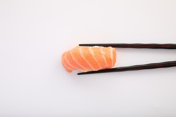 Salmon sushi Sake sushi Japanese food isolated in white background