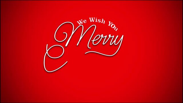 we wish you merry christmas and happy new year calligraphy text hand writing elegant stop motion video  in red background