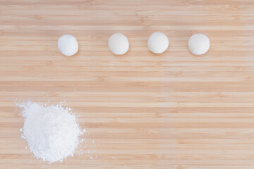 Asian women are making glutinous rice balls