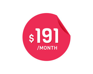 $191 Dollar Month. 191 USD Monthly sticker