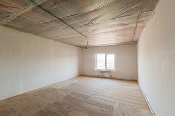 Russia, Moscow- April 17, 2020: interior room apartment rough repair for self-finishing. interior...