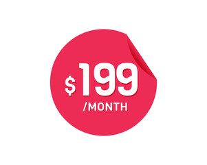 $199 Dollar Month. 199 USD Monthly sticker
