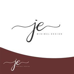 JE Initial handwriting or handwritten logo for identity. Logo with signature and hand drawn style.