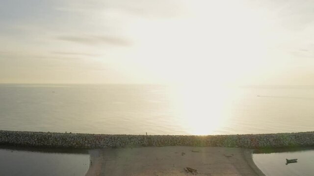 Aerial Moning good time view landscape Bo-it beach at Songkhla, Thailand