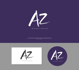 AZ Initial handwriting or handwritten logo for identity. Logo with signature and hand drawn style.