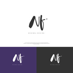 NF Initial handwriting or handwritten logo for identity. Logo with signature and hand drawn style.