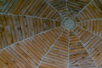 Wooden roof of the park pergola