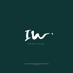 IW Initial handwriting or handwritten logo for identity. Logo with signature and hand drawn style.