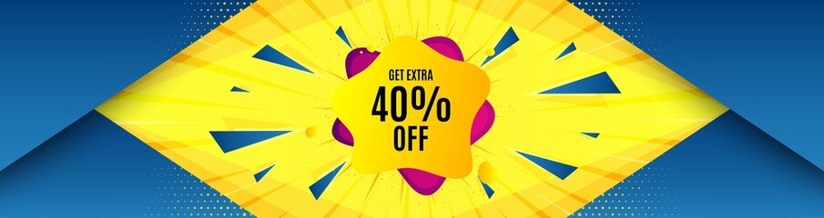 40% sale liquid shape sticker. Abstract background with offer message. Discount banner. Sale coupon icon. Best advertising coupon banner. Sale shape badge shape. Abstract yellow background. Vector