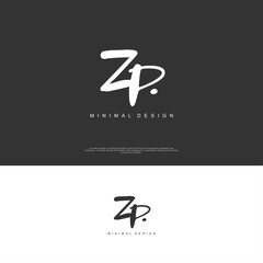 ZP Initial handwriting or handwritten logo for identity. Logo with signature and hand drawn style.