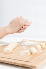 Asian women are making glutinous rice balls