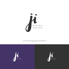 JI Initial handwriting or handwritten logo for identity. Logo with signature and hand drawn style.