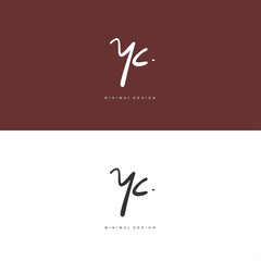 YC Initial handwriting or handwritten logo for identity. Logo with signature and hand drawn style.