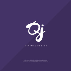 QJ Initial handwriting or handwritten logo for identity. Logo with signature and hand drawn style.