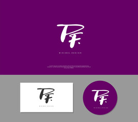 PF Initial handwriting or handwritten logo for identity. Logo with signature and hand drawn style.