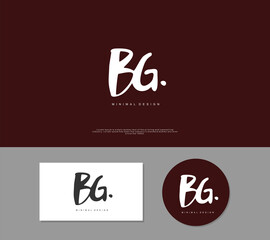 BG Initial handwriting or handwritten logo for identity. Logo with signature and hand drawn style.