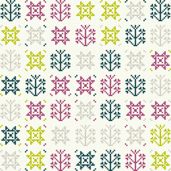 Embroidery Ornament Vector Pattern Design With Ethnic And Folk Abstract Shapes