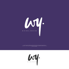 WY Initial handwriting or handwritten logo for identity. Logo with signature and hand drawn style.