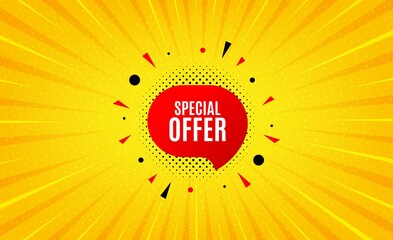Special offer sticker. Yellow background with offer message. Discount banner shape. Sale coupon bubble icon. Best advertising coupon banner. Special offer badge shape. Abstract background. Vector