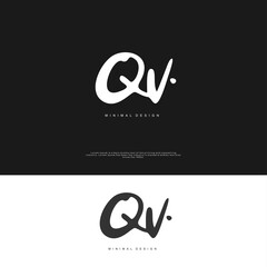 Obraz premium QV Initial handwriting or handwritten logo for identity. Logo with signature and hand drawn style.