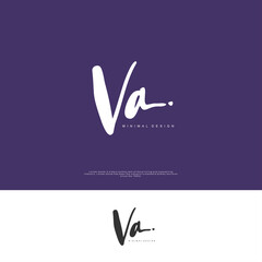 VA Initial handwriting or handwritten logo for identity. Logo with signature and hand drawn style.