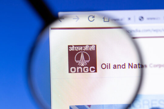 Los Angeles, California, USA - 25 February 2020: Oil and Natural Gas Corporation website homepage icon. ONGC logo visible on display screen, Illustrative Editorial