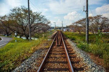 Fototapeta na wymiar 鉄道と日本の風景２　鉄道橋と川