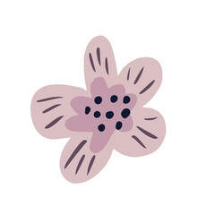 Purple flower isolated on white background. Abstract botanical with dot, sketch hand drawn in style doodle.