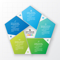 Pentagon element for infographic,Business concept with 5 options,Vector illustration.