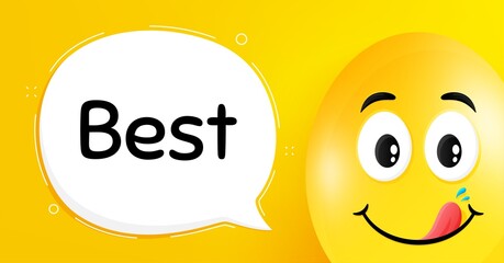 Best sign. Easter egg with yummy smile face. Special offer Sale sign. Advertising Discounts symbol. Easter smile character. Best speech bubble. Yellow yummy egg background. Vector