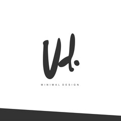 VD Initial handwriting or handwritten logo for identity. Logo with signature and hand drawn style.