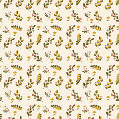 Vector plant pattern. Green and yellow colors.