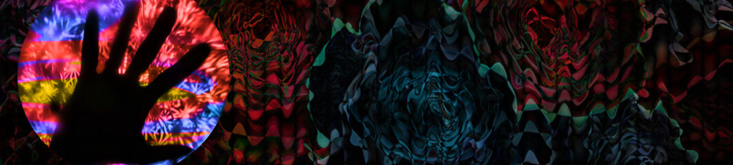 Hand silhouette. Modern backround, cover page, landing page, abstract design. colorful style gradients.