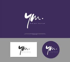 YM Initial handwriting or handwritten logo for identity. Logo with signature and hand drawn style.