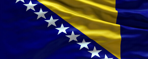Waving flag of Bosnia and Herzegovina - Flag of Bosnia and Herzegovina - 3D flag background