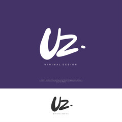VZ Initial handwriting or handwritten logo for identity. Logo with signature and hand drawn style.