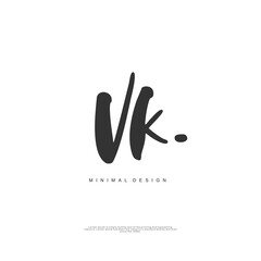 VK Initial handwriting or handwritten logo for identity. Logo with signature and hand drawn style.
