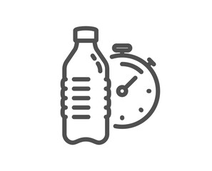 Fitness water line icon. Training drink time sign. Gym fit bottle symbol. Quality design element. Linear style fitness water icon. Editable stroke. Vector