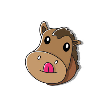 Head horse cute cartoon logo