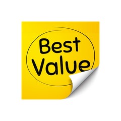 Best value. Sticker note with offer message. Special offer Sale sign. Advertising Discounts symbol. Yellow sticker banner. Best value badge shape. Post note. Adhesive offer paper sheet. Vector