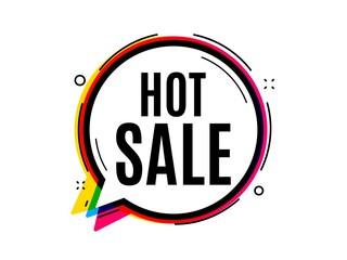 Hot Sale. Speech bubble vector banner. Special offer price sign. Advertising Discounts symbol. Thought or dialogue speech balloon shape. Hot sale chat think bubble. Infographic cloud message. Vector