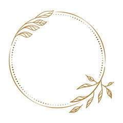 Vector round dotted frame with floral decoration