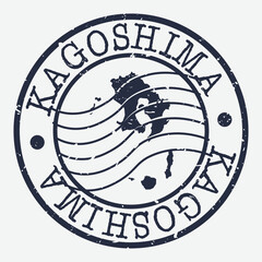 Kagoshima, Japan Stamp Postal. A Map Silhouette Seal. Passport Round Design. Vector Icon Design Retro Travel.