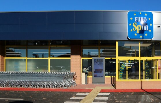 Udine, Italy. November 18, 2020. New Eurospin store open in the city. It is a large italian discount supermarket chain.