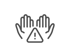 Clean hands line icon. Sanitary cleaning sign. Washing hands symbol. Quality design element. Linear style clean hands icon. Editable stroke. Vector