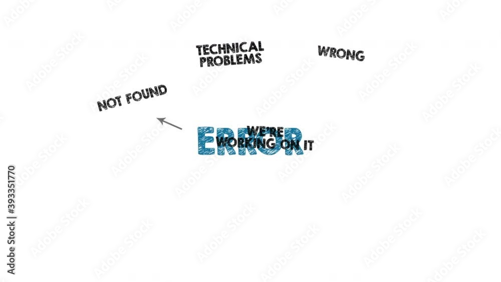 Wall mural error. programming, social networking, seo, search and service delivery concept. chart with keywords