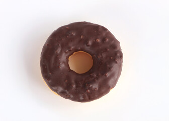 Chocolate donuts on white background