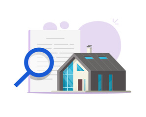 Home audit review vector, house building inspection illustration, property apartment documentation quality, examine of architecture construction, rent or buy information research