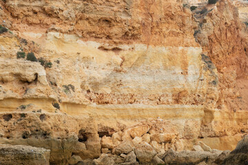 Detail of rock on the Atlantic coast in the Algarve, Portugal