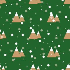 Vector christmas snowy mountains repeat pattern backcground